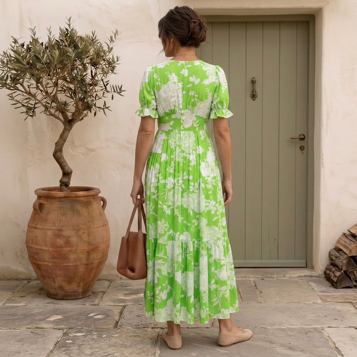 Nelora - V-Neck Floral Maxi Dress