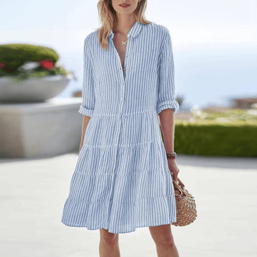 Soreli - Button-Front Striped Midi Dress
