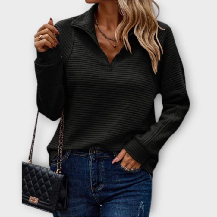 Zareli - Polo Zip Wool-Blend Pullover