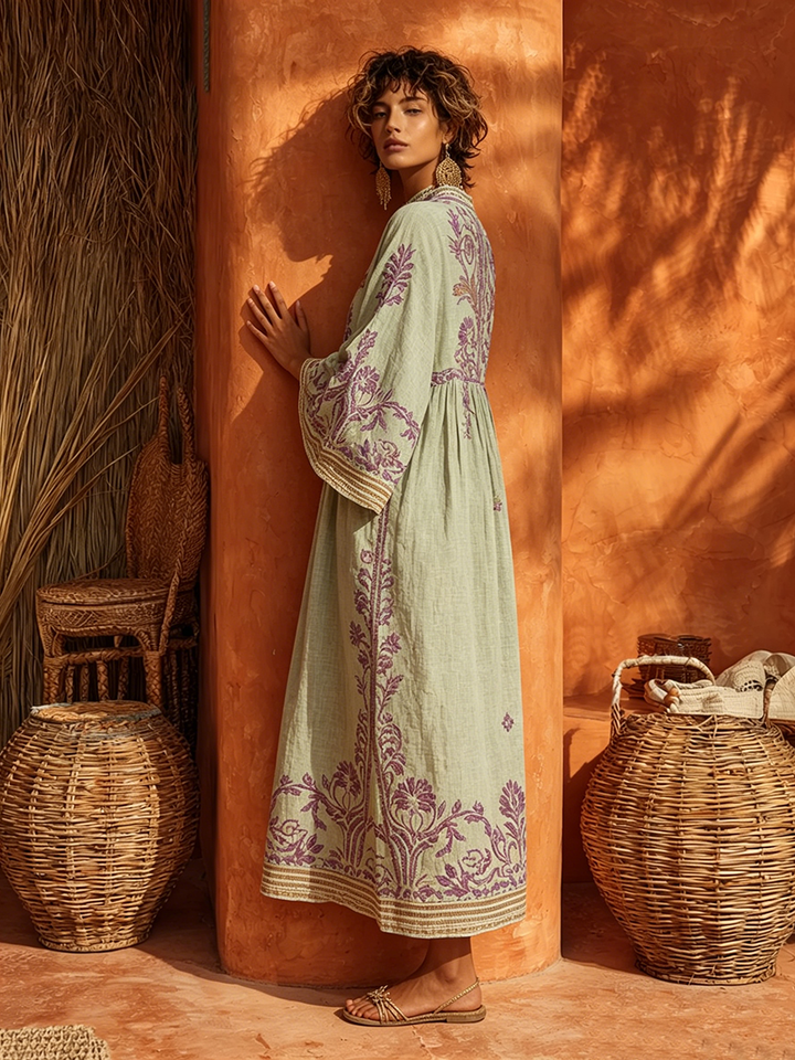 Rivana - Floral Embroidered Woven Maxi Dress