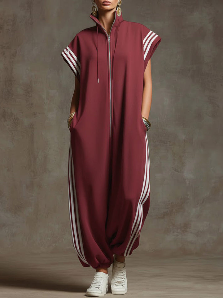 Noreli - Zip-Front High Collar Jumpsuit