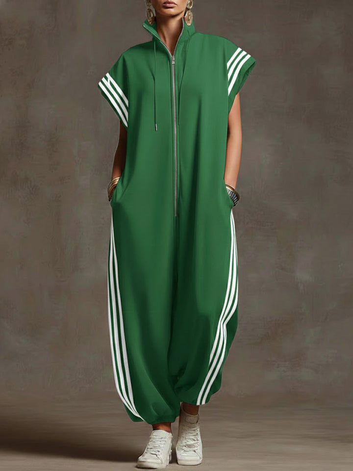 Noreli - Zip-Front High Collar Jumpsuit