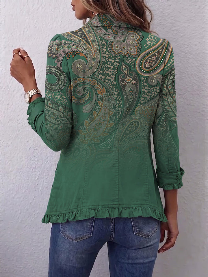 Nalira - Ruffled Hem Cashmere-Blend Jacket