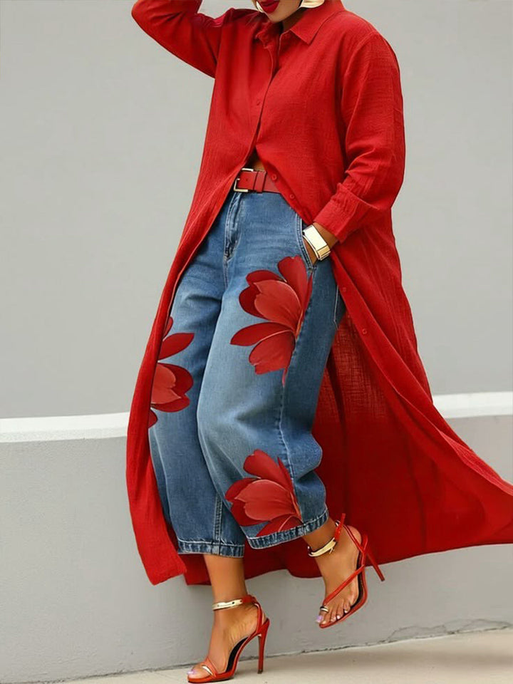 Nivara - Floral Denim Set