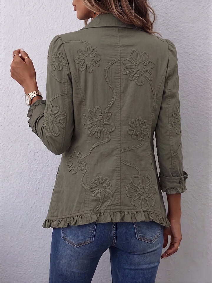 Auraly - Ruffle Trim Embroidered Jacket