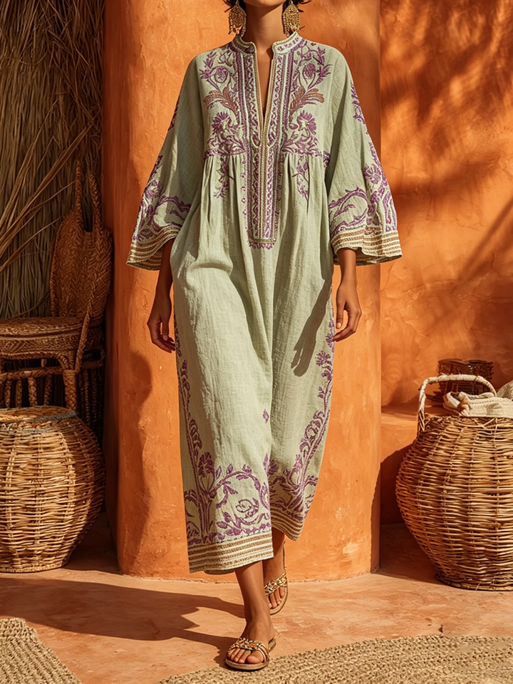Rivana - Floral Embroidered Woven Maxi Dress