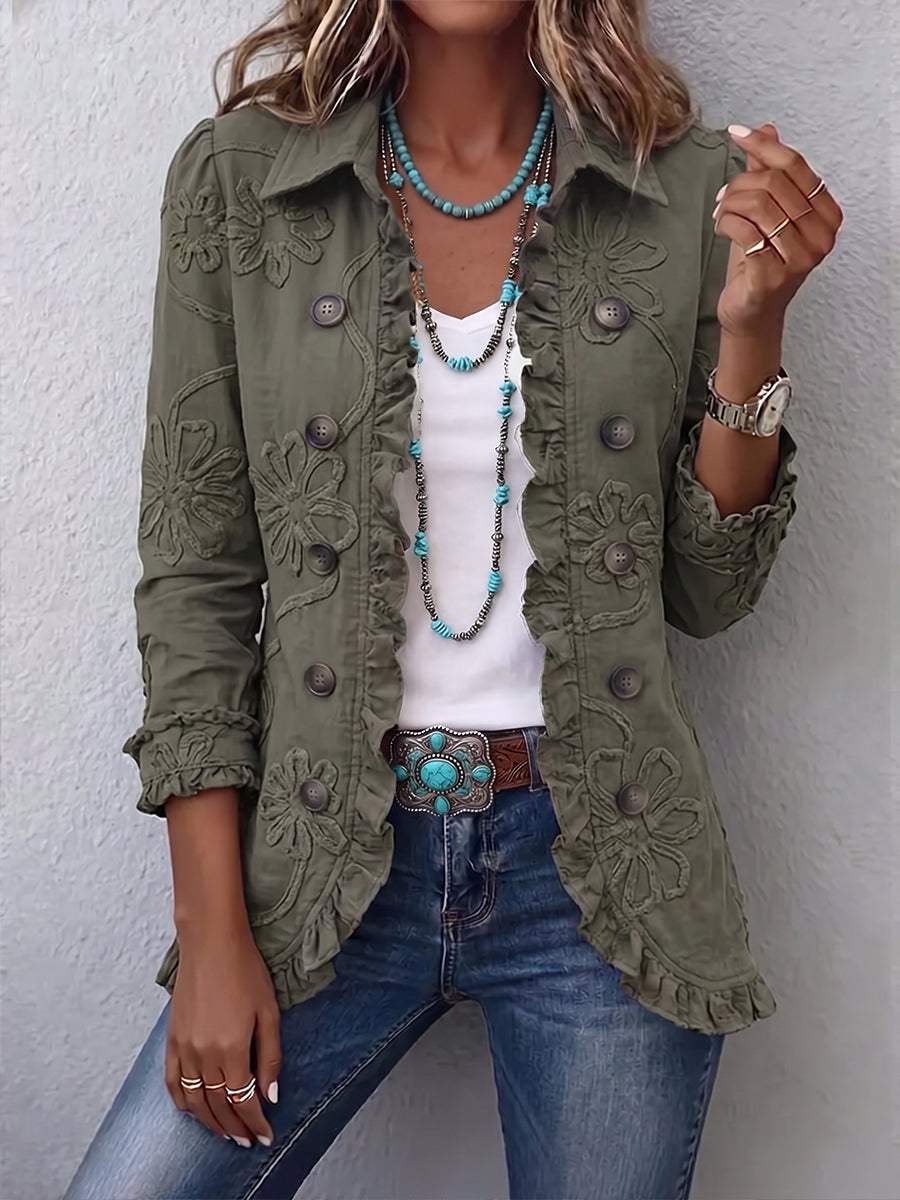 Auraly - Ruffle Trim Embroidered Jacket