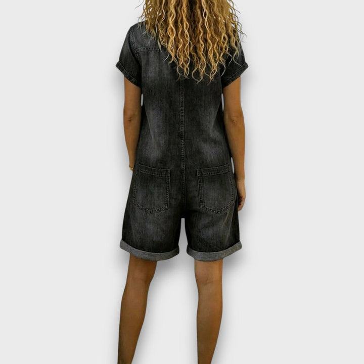 Navira - Bib-Front Denim-Look Short Dungarees