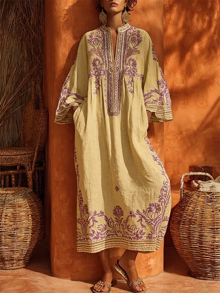 Rivana - Floral Embroidered Woven Maxi Dress
