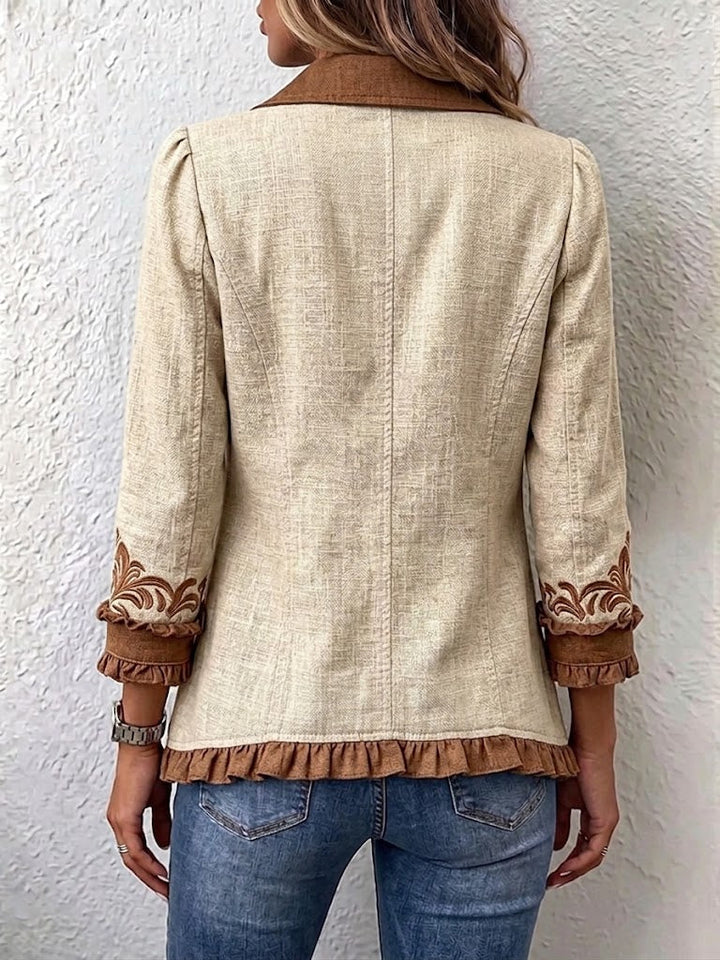 Novira - Floral Embroidered Open-Front Jacket