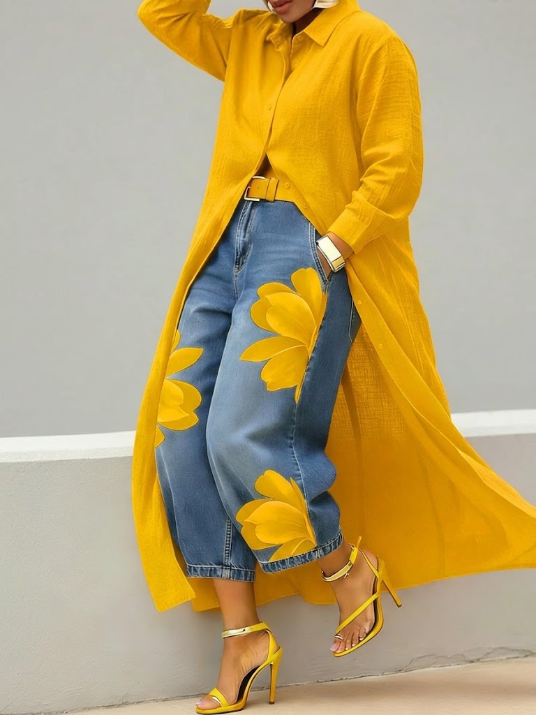 Nivara - Floral Denim Set
