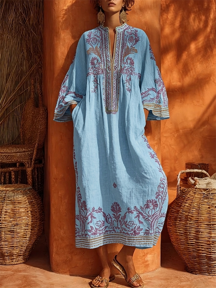 Rivana - Floral Embroidered Woven Maxi Dress