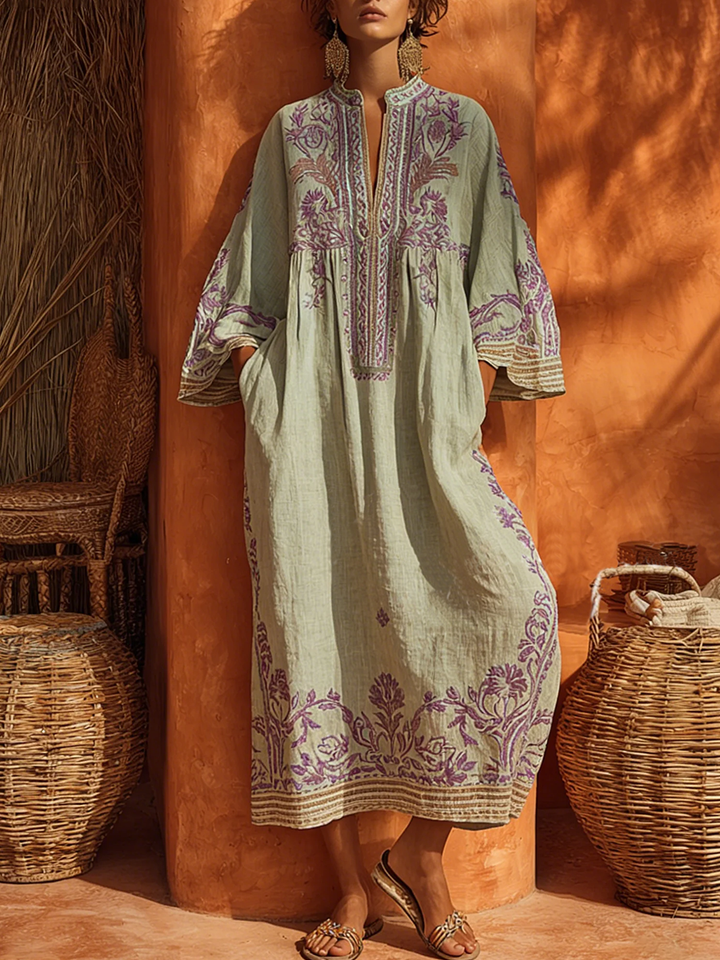 Rivana - Floral Embroidered Woven Maxi Dress