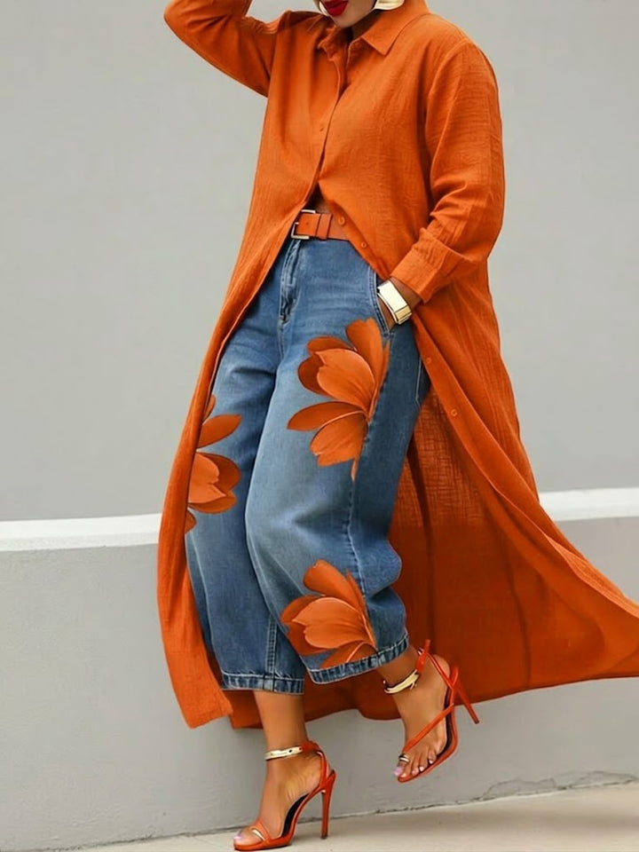 Nivara - Floral Denim Set