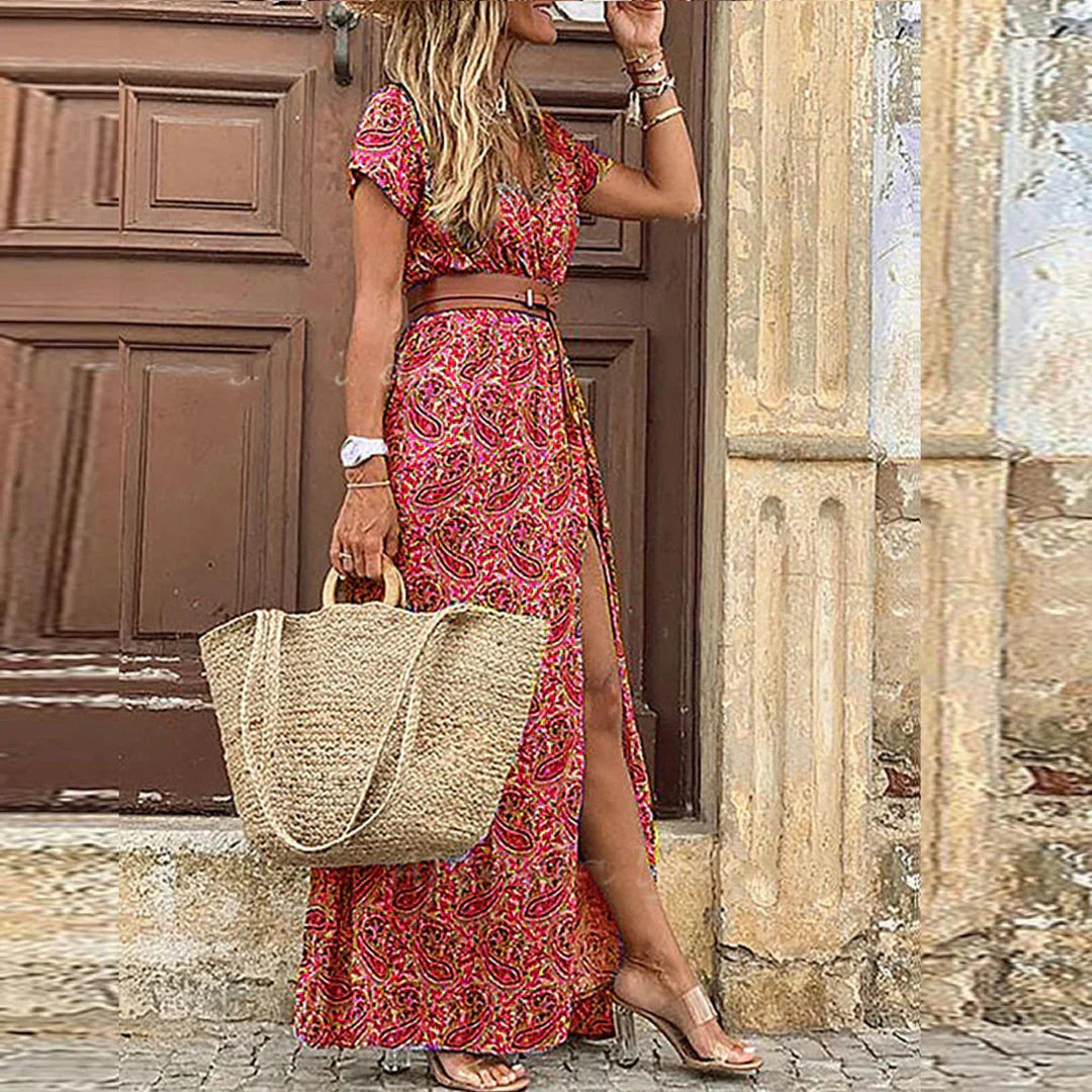 Nivara - Elasticated Waist Printed Maxi Dress