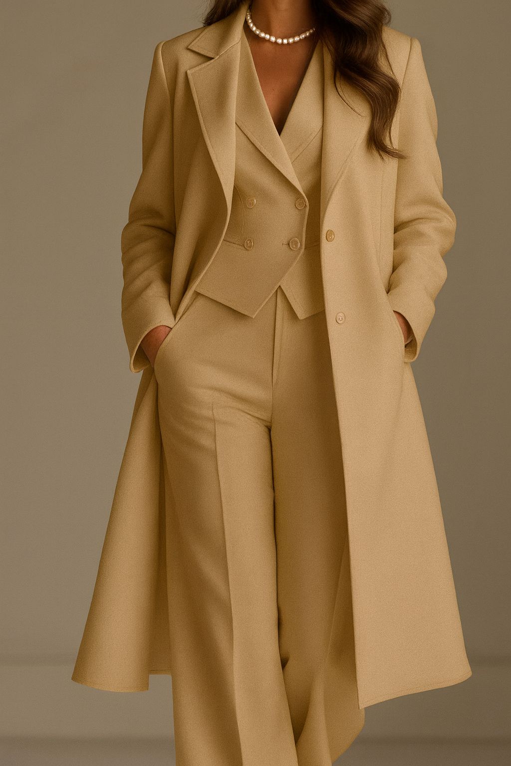 Brenzo - Tailored Woven Coat And Suit Set