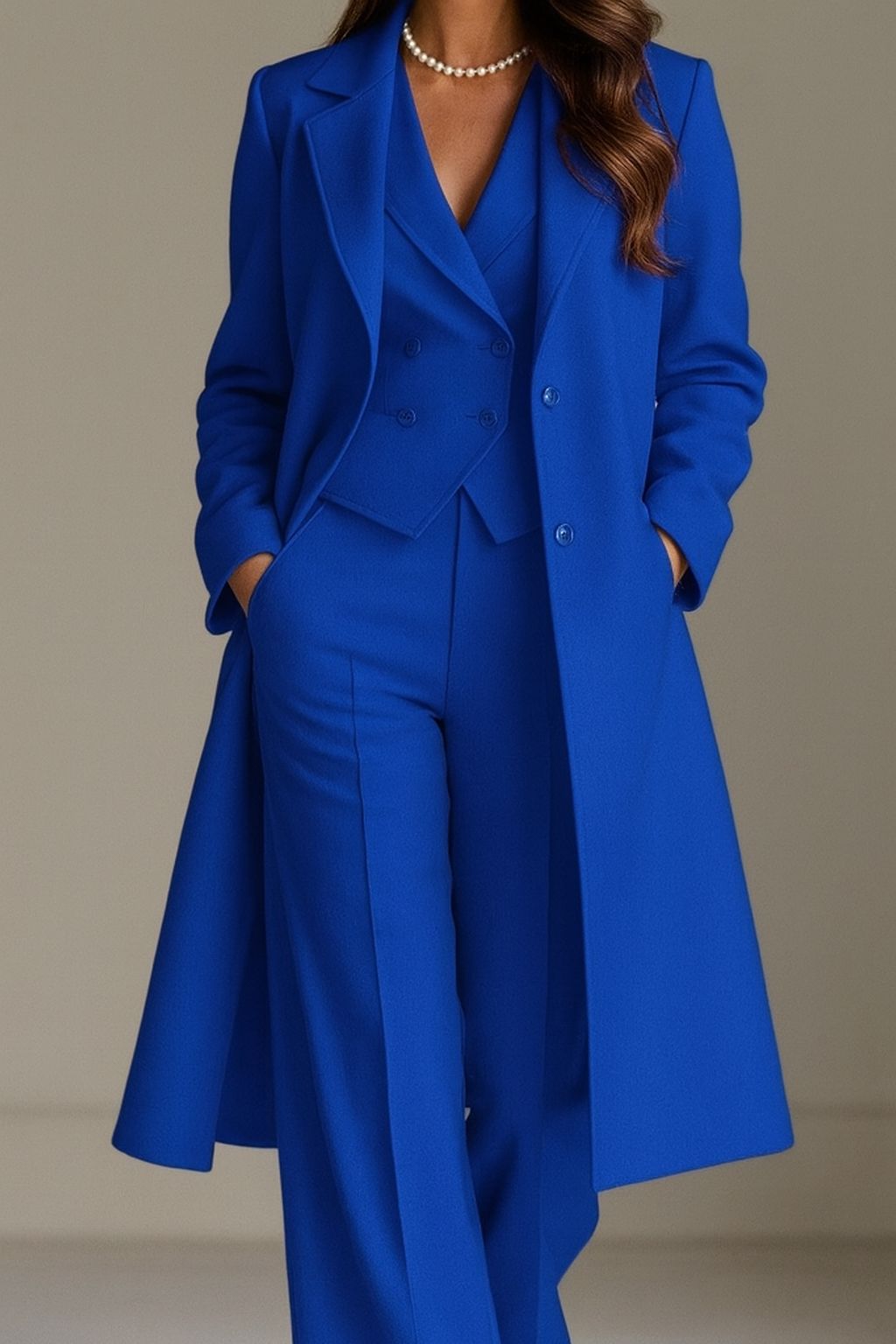 Brenzo - Tailored Woven Coat And Suit Set