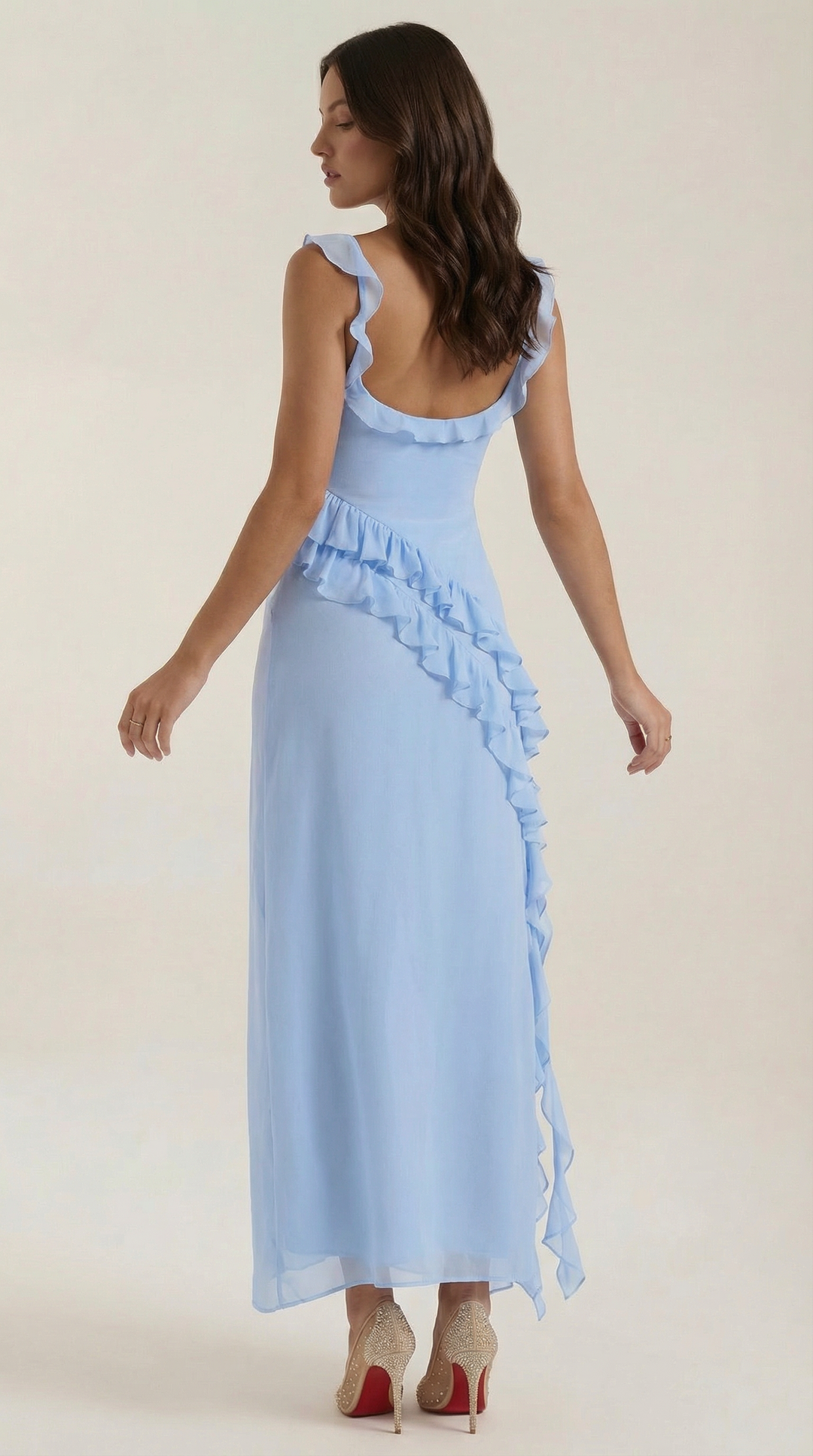 Avenna - Asymmetrical Ruffle Woven Long Dress