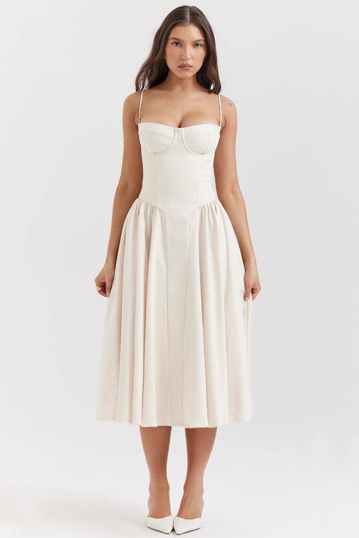 Mevara - Corset-Style Bodice Woven Dress