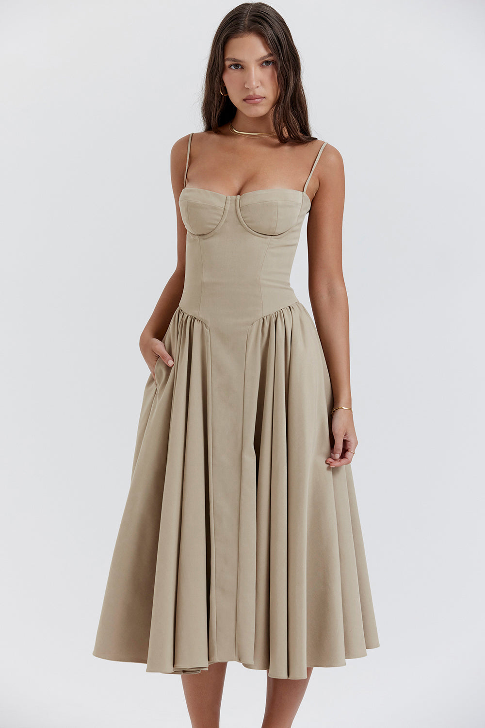 Mevara - Corset-Style Bodice Woven Dress