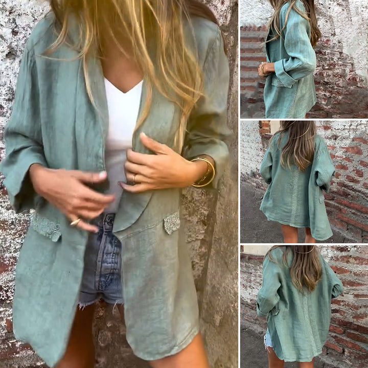 Ilyra - Open-Front Linen-Cotton Blazer