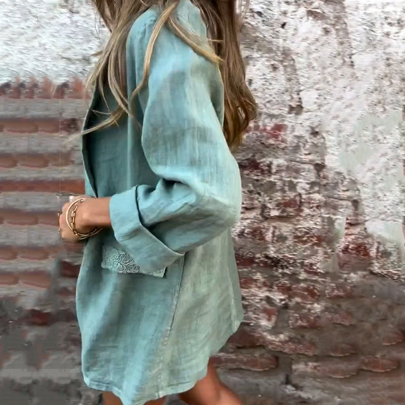 Ilyra - Open-Front Linen-Cotton Blazer