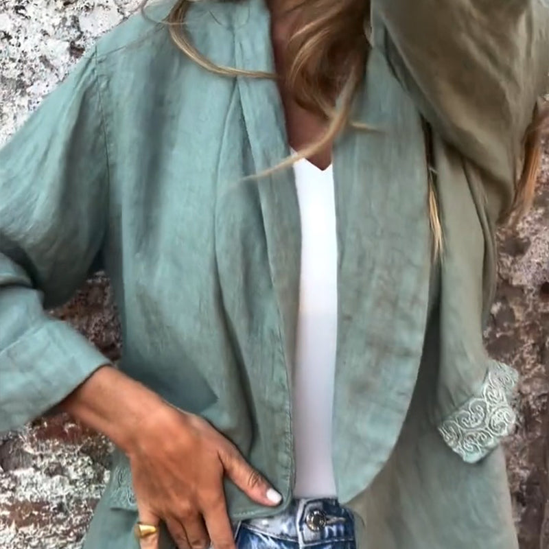 Ilyra - Open-Front Linen-Cotton Blazer