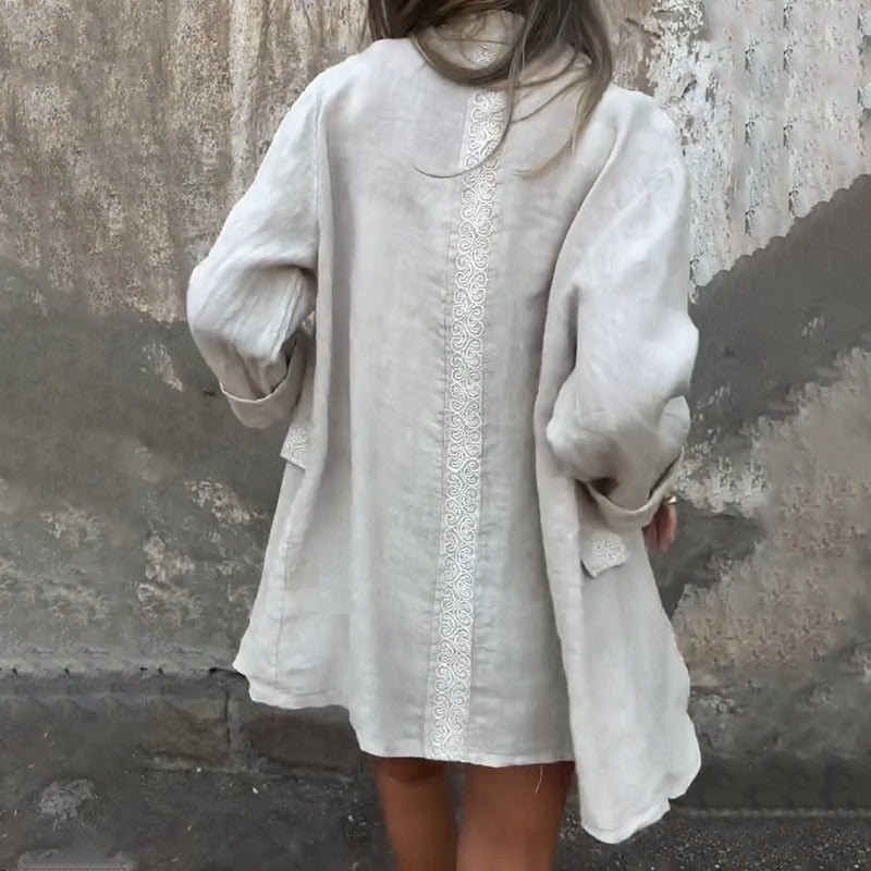 Ilyra - Open-Front Linen-Cotton Blazer