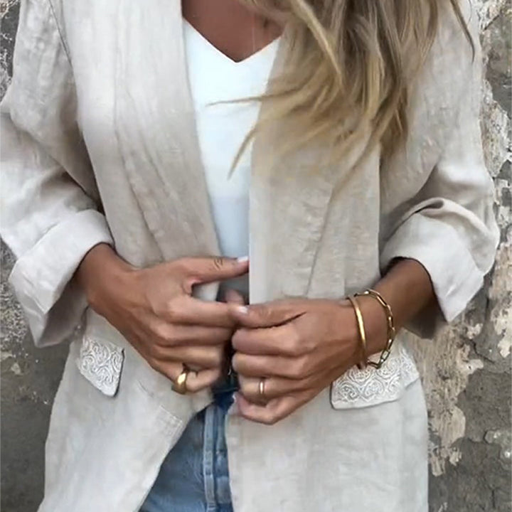 Ilyra - Open-Front Linen-Cotton Blazer