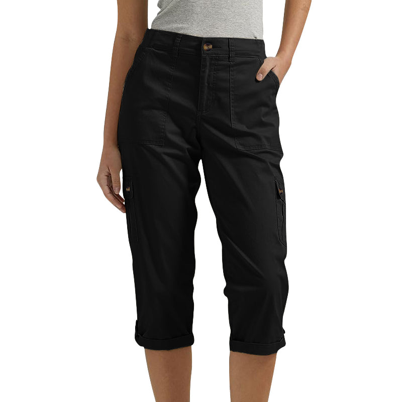 Orelyn - Multi-Pocket Stretch Woven Capri Cargo Trousers