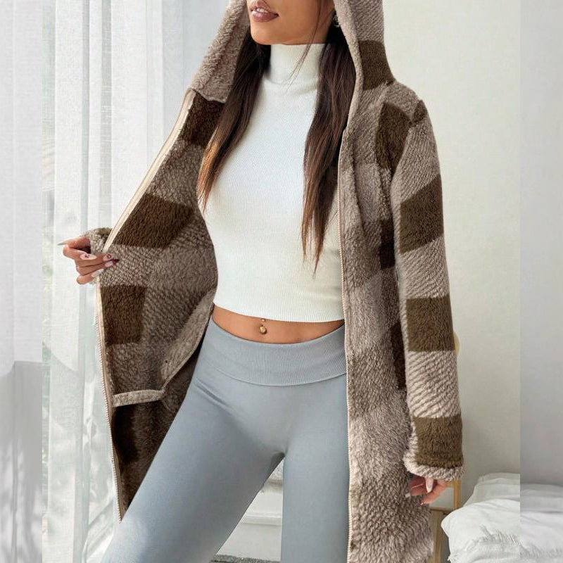 Bemira - Buffalo Check Knit Zip Hoodie