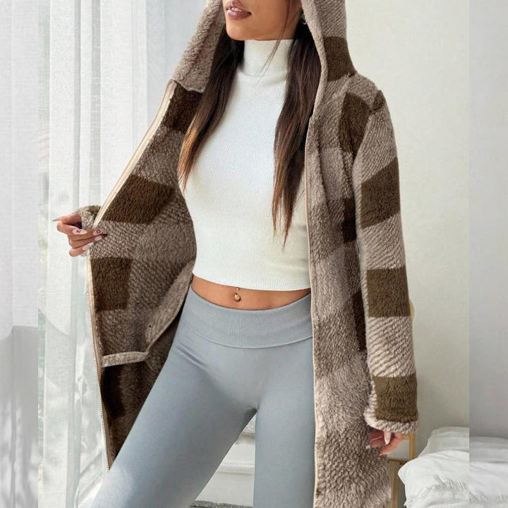 Bemira - Buffalo Check Knit Zip Hoodie