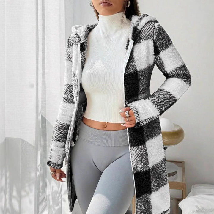 Bemira - Buffalo Check Knit Zip Hoodie