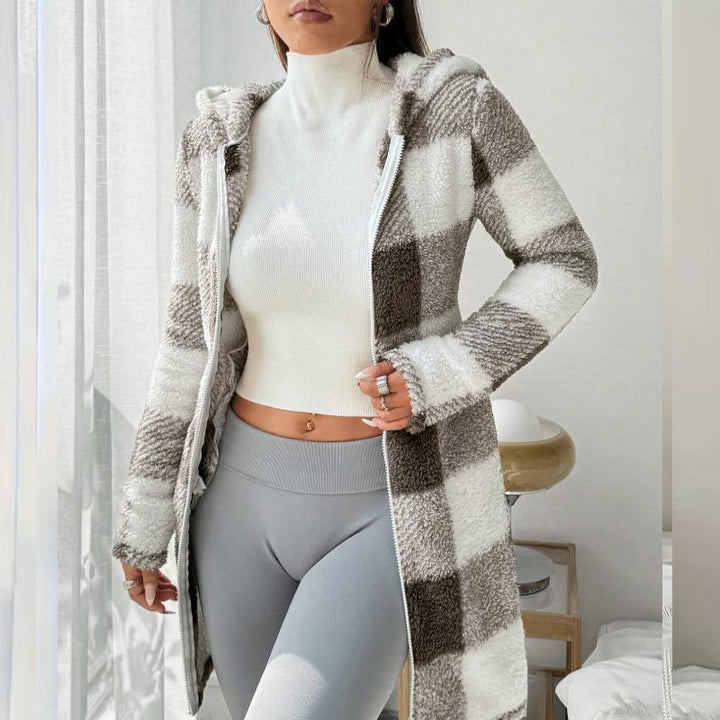 Bemira - Buffalo Check Knit Zip Hoodie