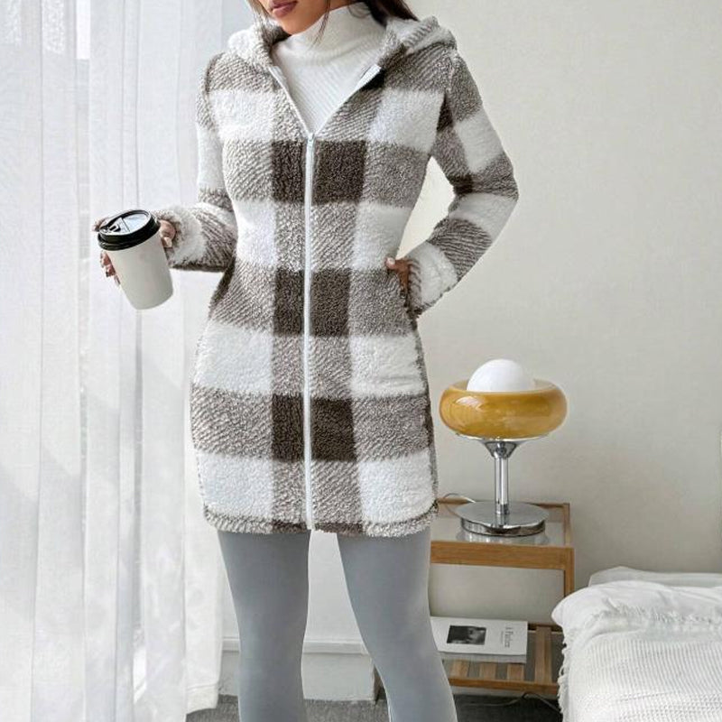 Bemira - Buffalo Check Knit Zip Hoodie