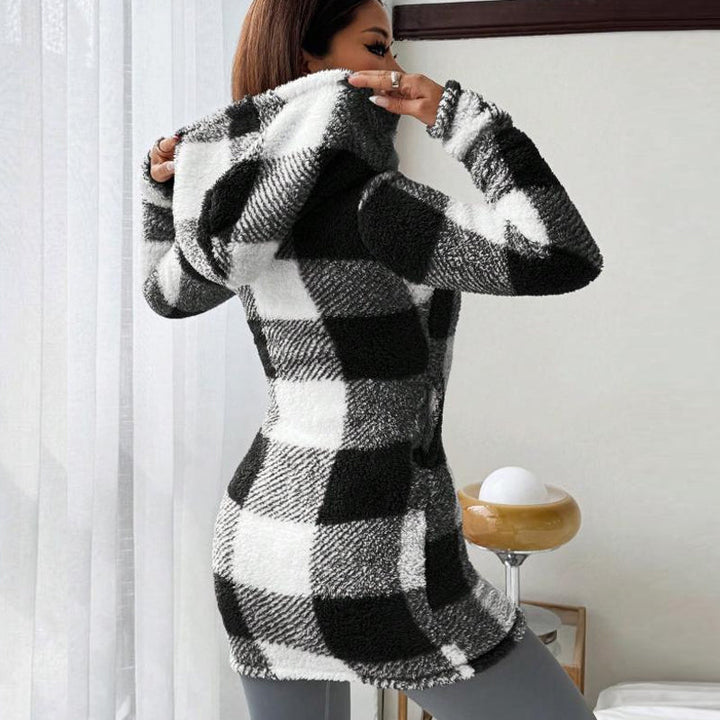 Bemira - Buffalo Check Knit Zip Hoodie