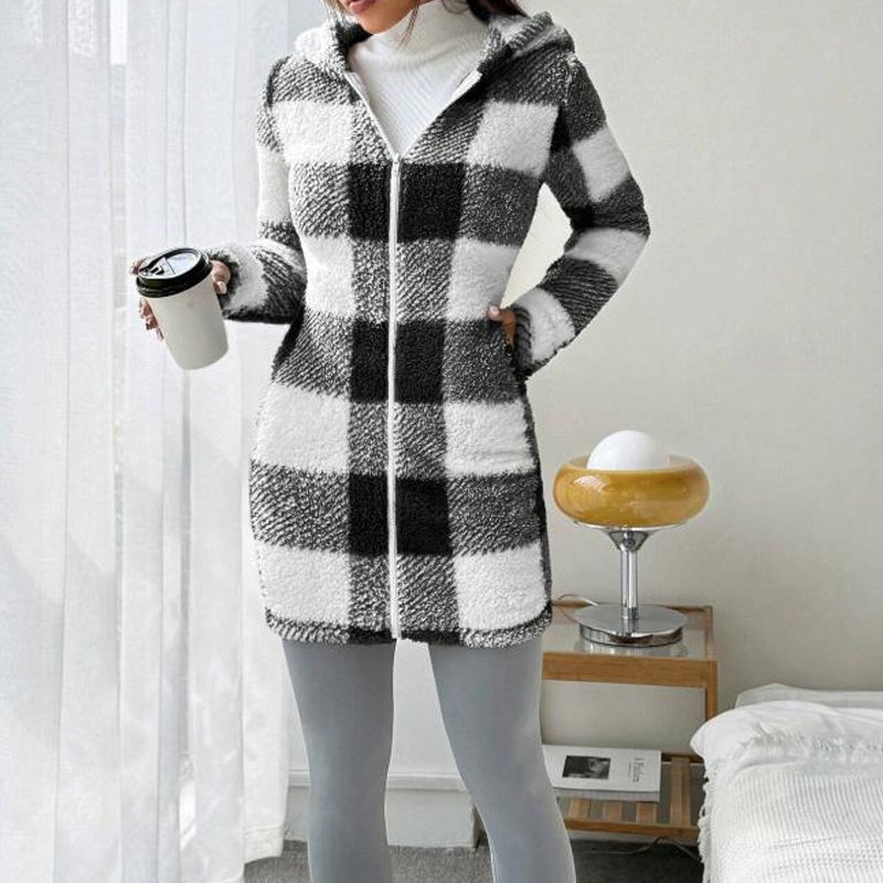 Bemira - Buffalo Check Knit Zip Hoodie