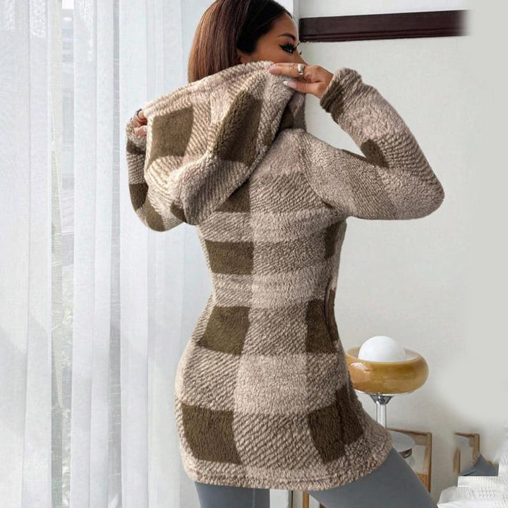 Bemira - Buffalo Check Knit Zip Hoodie