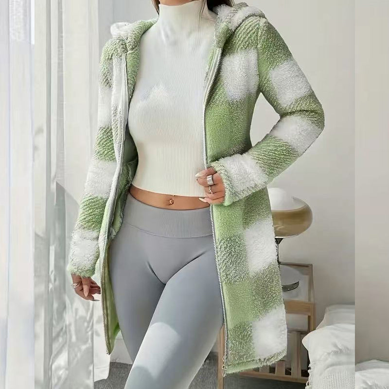 Bemira - Buffalo Check Knit Zip Hoodie