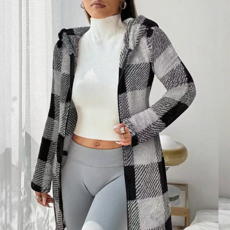 Bemira - Buffalo Check Knit Zip Hoodie