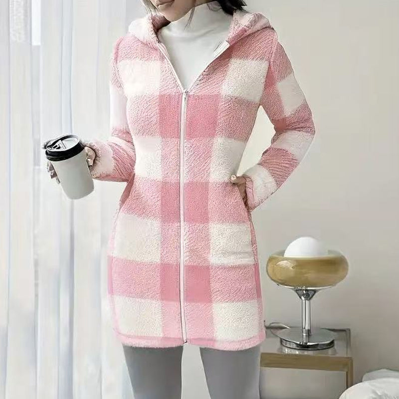 Bemira - Buffalo Check Knit Zip Hoodie