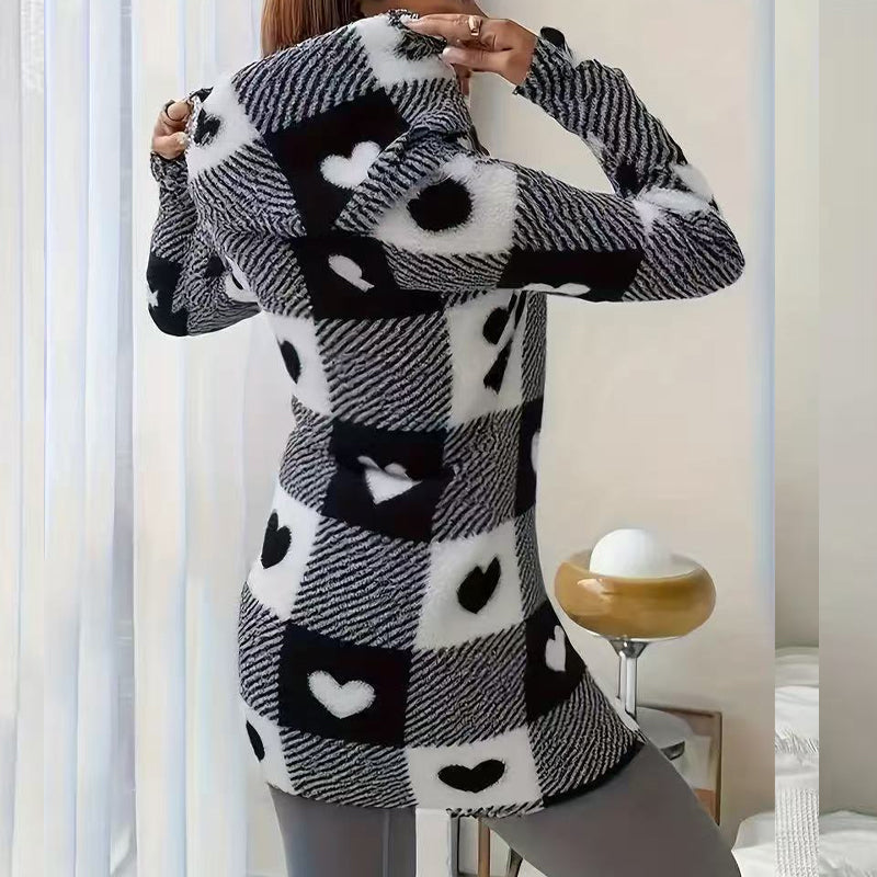 Bemira - Buffalo Check Knit Zip Hoodie