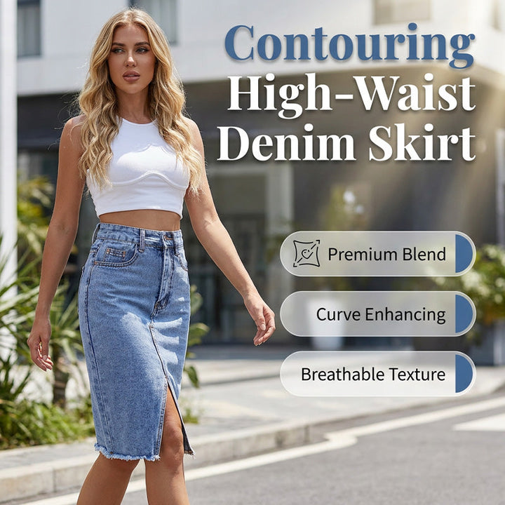 Tivara - Front-Slit Denim Skirt