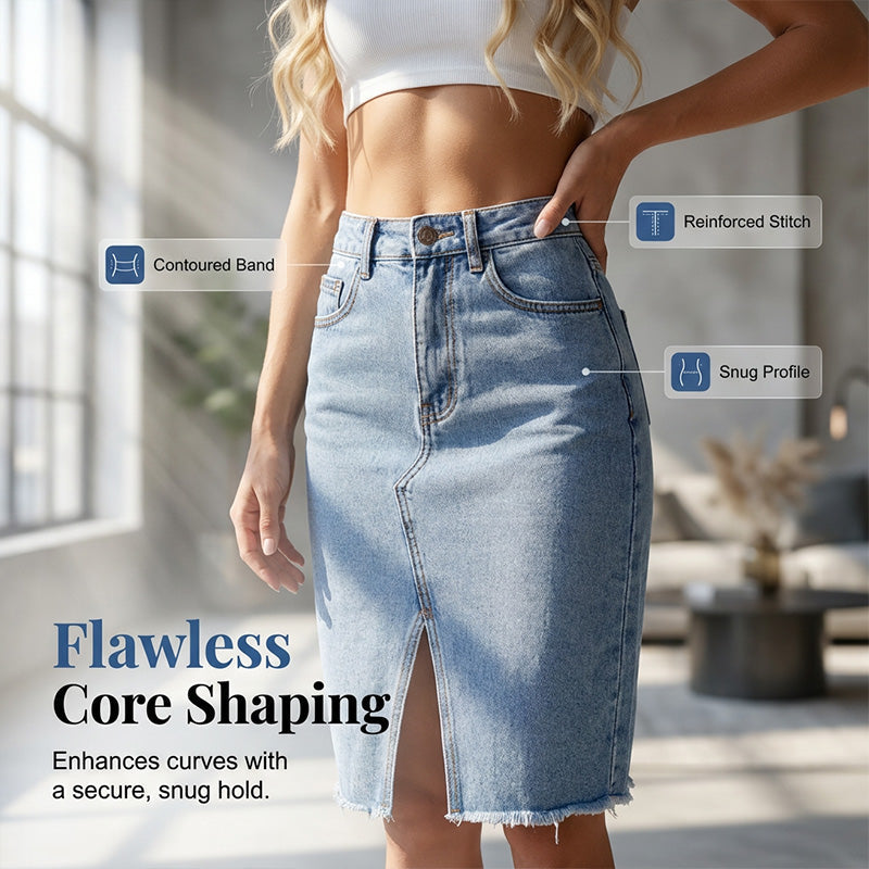 Tivara - Front-Slit Denim Skirt