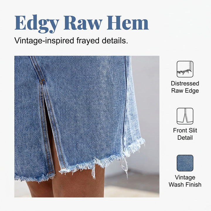 Tivara - Front-Slit Denim Skirt