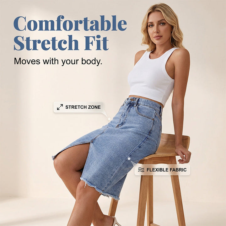 Tivara - Front-Slit Denim Skirt