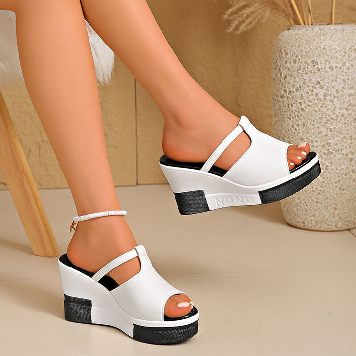 Nalise - Crystal-Embellished Foam Rubber Wedge Sandals