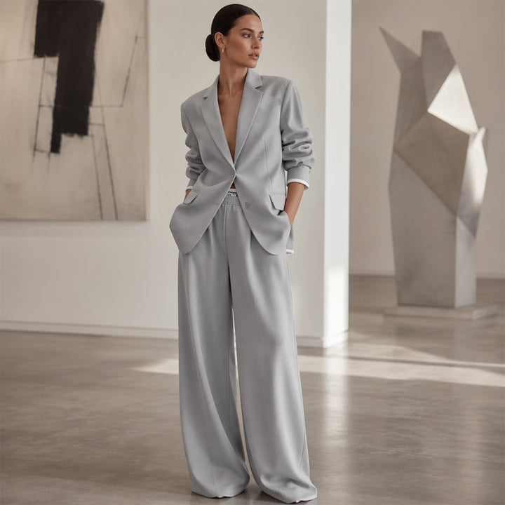 Reniva - Wide-Leg Trousers Blazer Set