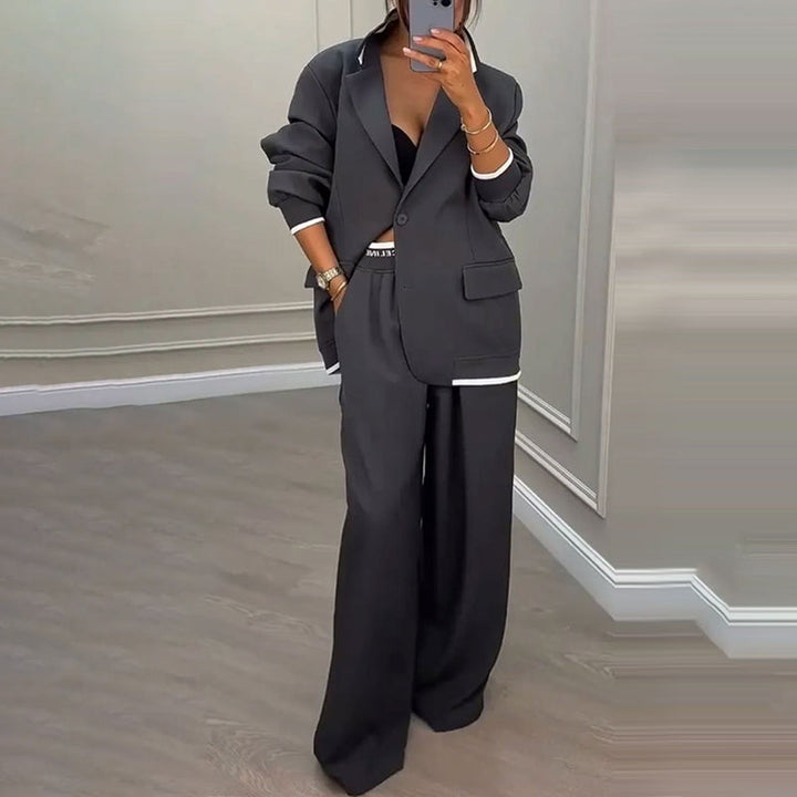 Reniva - Wide-Leg Trousers Blazer Set