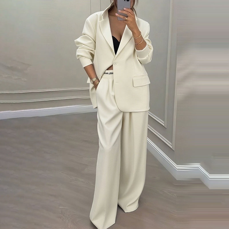 Reniva - Wide-Leg Trousers Blazer Set